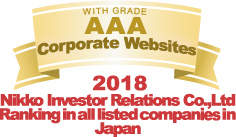 GRADE AAA Corporate Websites 2018 Nikko Investor Relations Co.,Ltd. Ranking in all listed companies in Japan