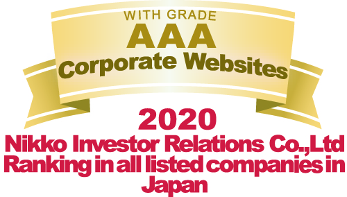 GRADE AAA Corporate Websites 2020 Nikko Investor Relations Co.,Ltd. Ranking in all listed companies in Japan