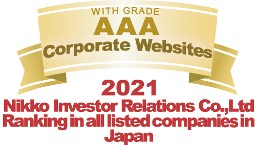 GRADE AAA Corporate Websites 2021 Nikko Investor Relations Co.,Ltd. Ranking in all listed companies in Japan