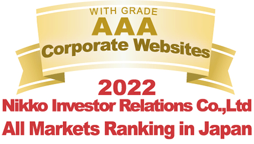 GRADE AAA Corporate Websites 2022 Nikko Investor Relations Co.,Ltd. Ranking in all listed companies in Japan