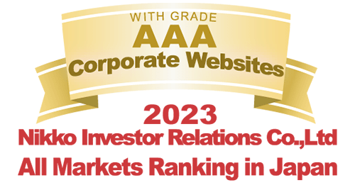 GRADE AAA Corporate Websites 2023 Nikko Investor Relations Co.,Ltd. Ranking in all listed companies in Japan